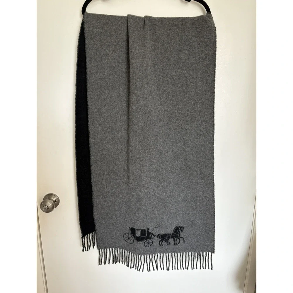 NWT Coach Women's 4622 Double Face Oversized Fringe Scarf Wrap Wool Italy